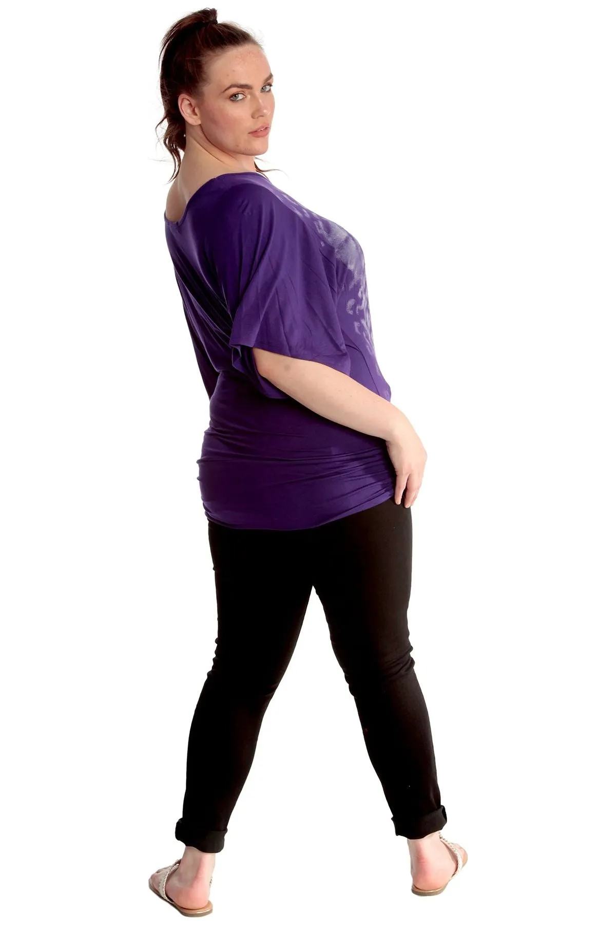 Tiger Print Glitter Batwing Top