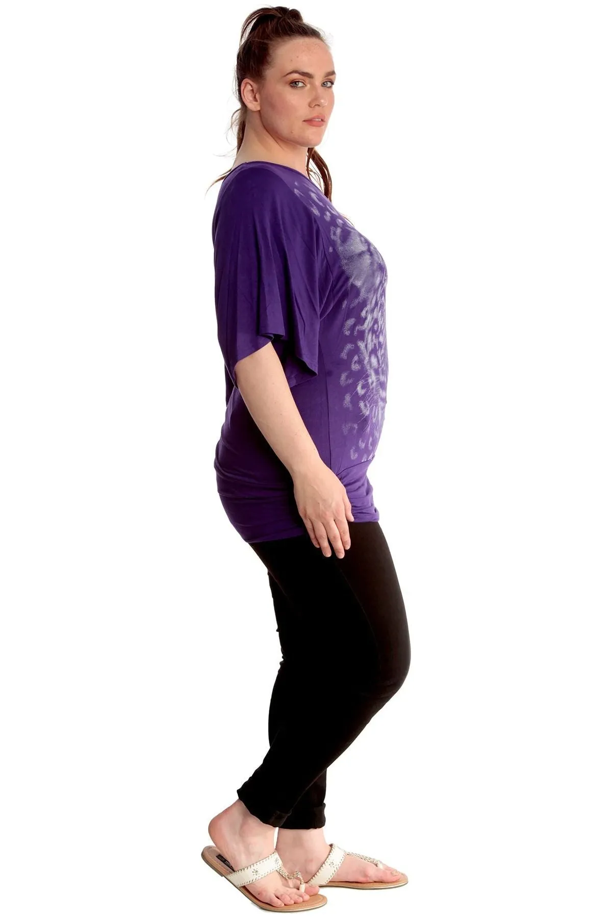 Tiger Print Glitter Batwing Top