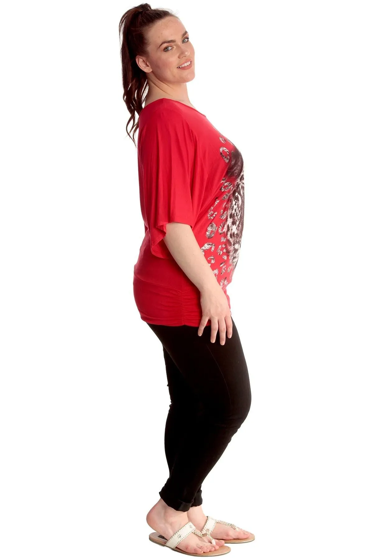 Tiger Print Glitter Batwing Top