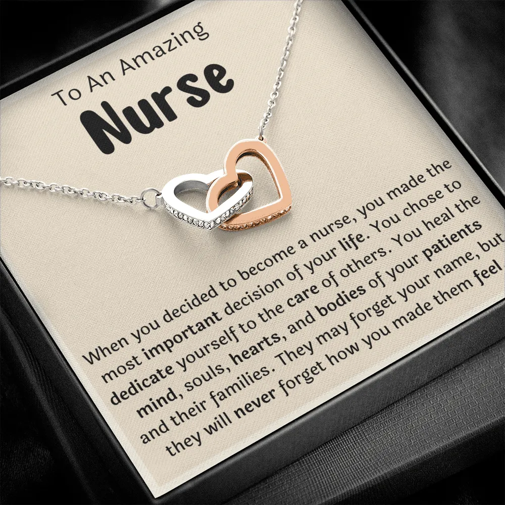 To An Amazing Nurse Interlocking Hearts Necklace