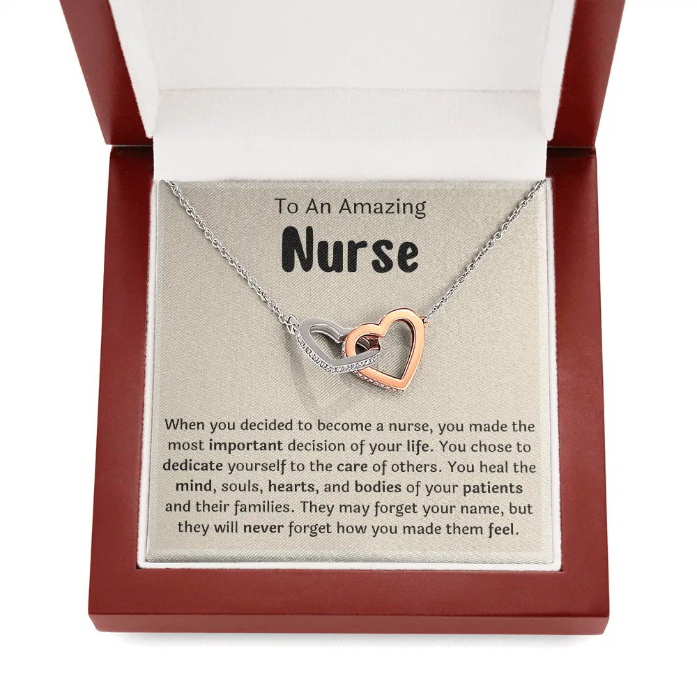 To An Amazing Nurse Interlocking Hearts Necklace