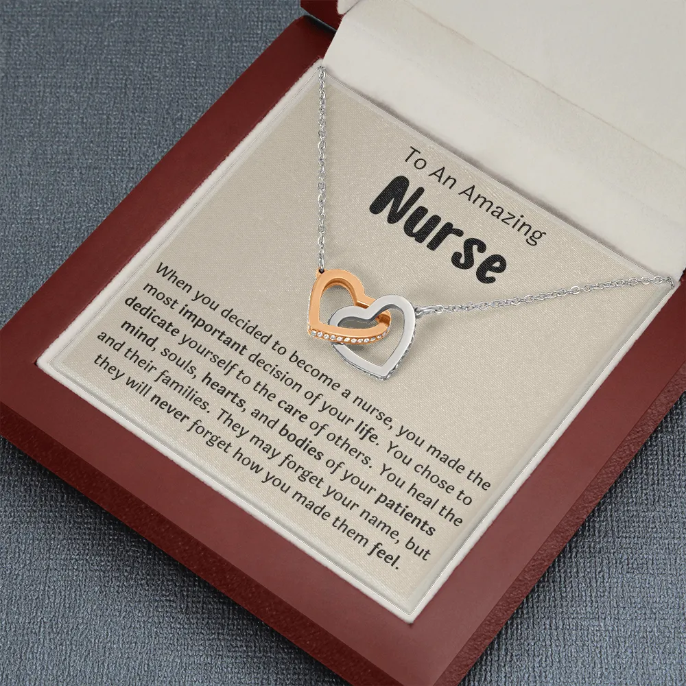 To An Amazing Nurse Interlocking Hearts Necklace