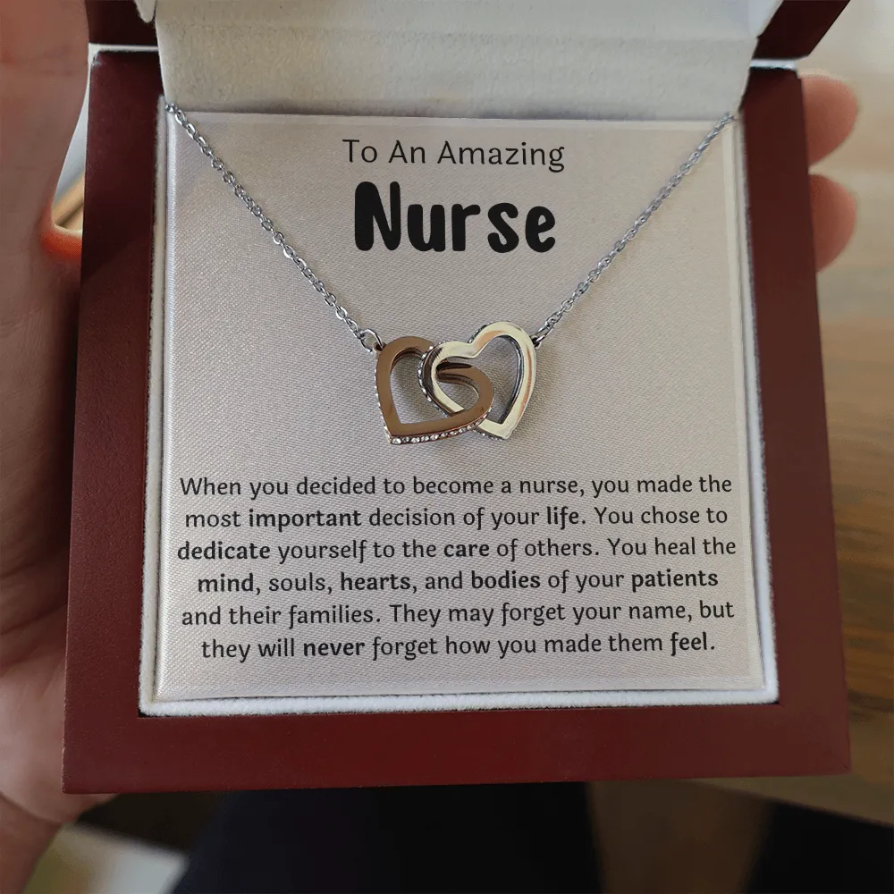 To An Amazing Nurse Interlocking Hearts Necklace