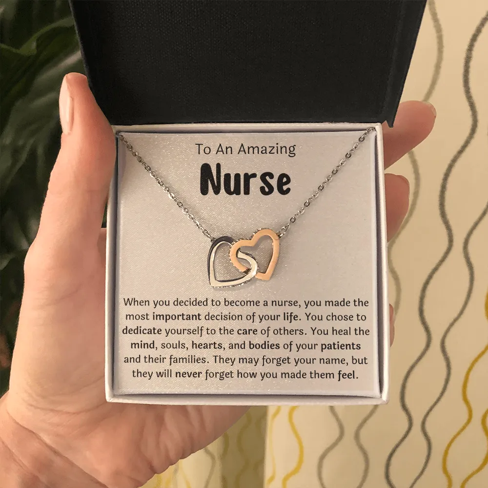 To An Amazing Nurse Interlocking Hearts Necklace