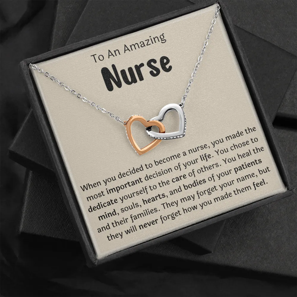 To An Amazing Nurse Interlocking Hearts Necklace