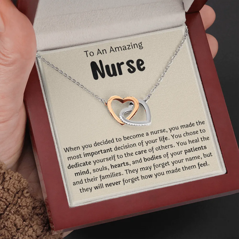 To An Amazing Nurse Interlocking Hearts Necklace