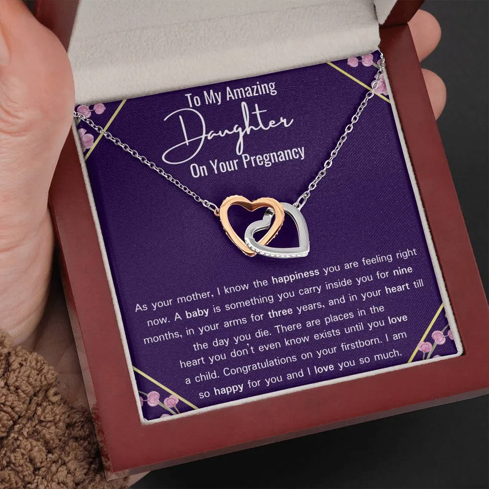 To My Amazing Daughter On Your Pregnancy Interlocking Hearts Necklace