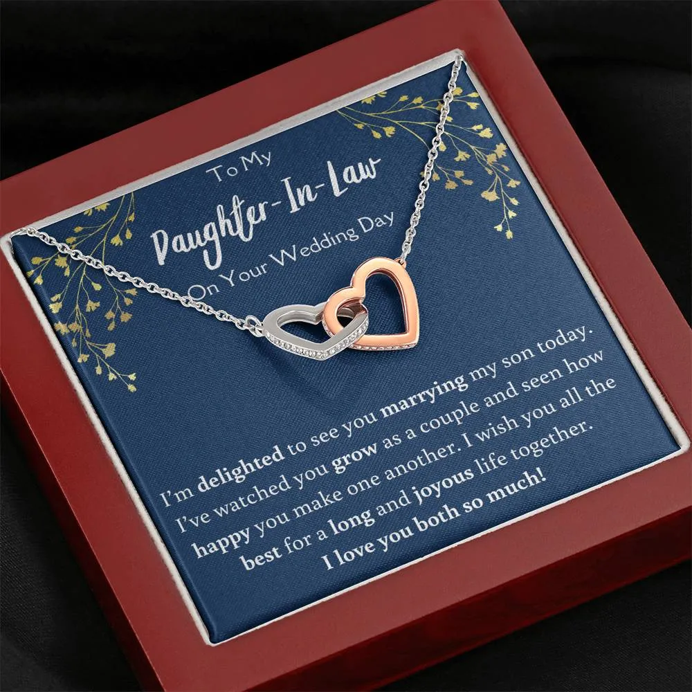 To My Daughter In Law On Your Wedding Day Interlocking Hearts Necklace