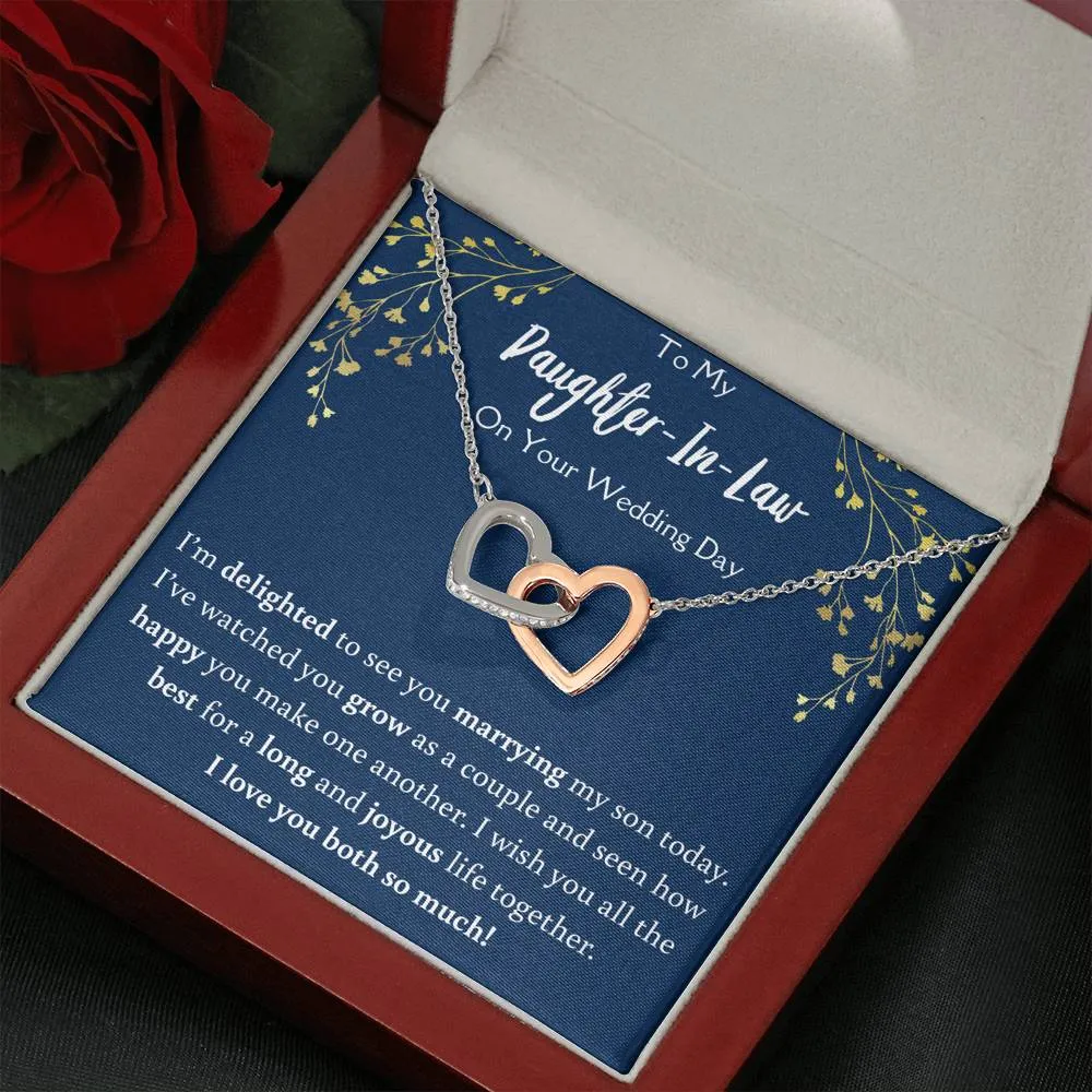 To My Daughter In Law On Your Wedding Day Interlocking Hearts Necklace