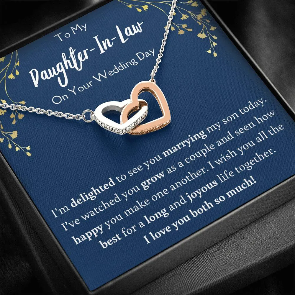 To My Daughter In Law On Your Wedding Day Interlocking Hearts Necklace
