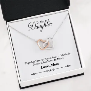 To My Daughter Love Mom Interlocking Heart Necklace