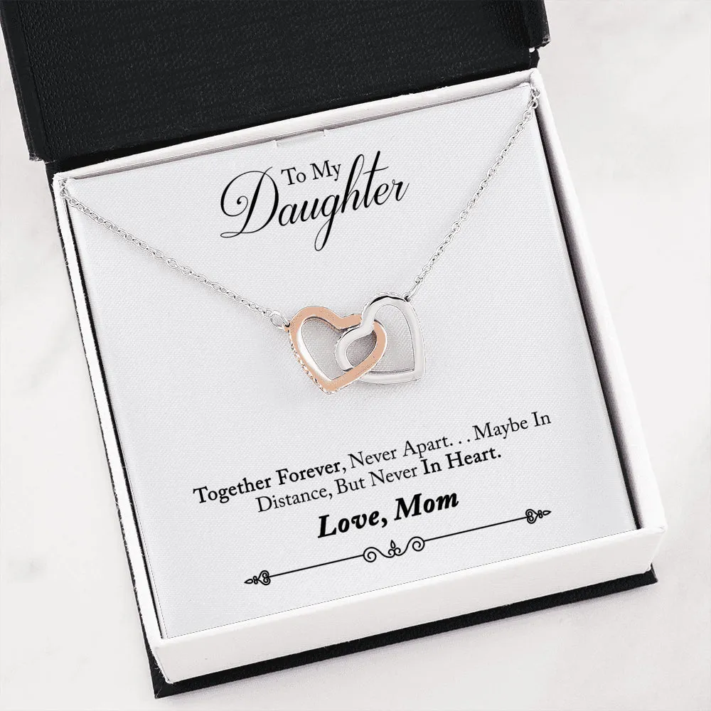 To My Daughter Love Mom Interlocking Heart Necklace