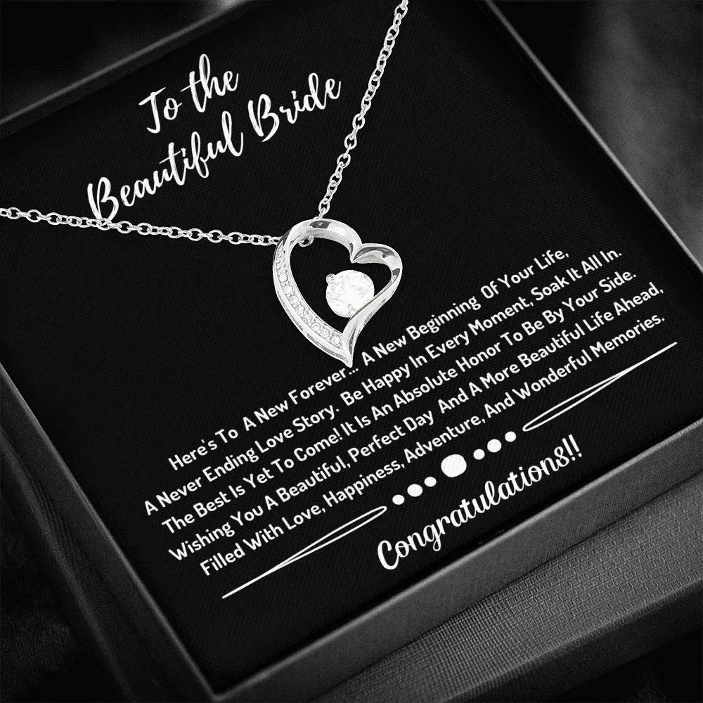 To The Beautiful Bride Heart Necklace- Congratulations 2