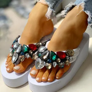 Toe Post Beaded Platform Muffin Sandals