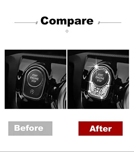 TopDall Crystal Bling Auto Start Engine Ignition Button Knob Ring Silver Sticker for Mercedes-Benz