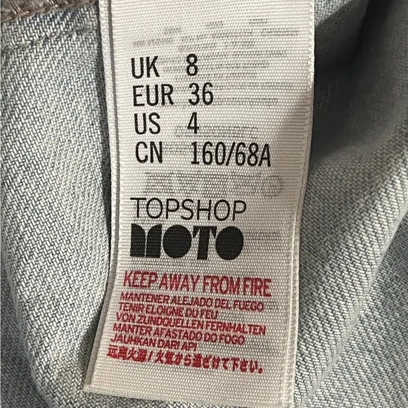 Topshop MOTO Diamante Iridescent Crystal Embellished Raw Hem Denim Mini Skirt 4