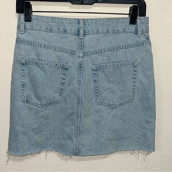 Topshop MOTO Diamante Iridescent Crystal Embellished Raw Hem Denim Mini Skirt 4
