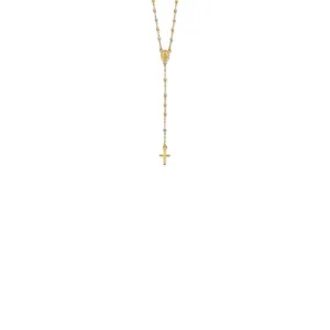 Tri-Color Faceted Beads Rosary Necklace (14K)