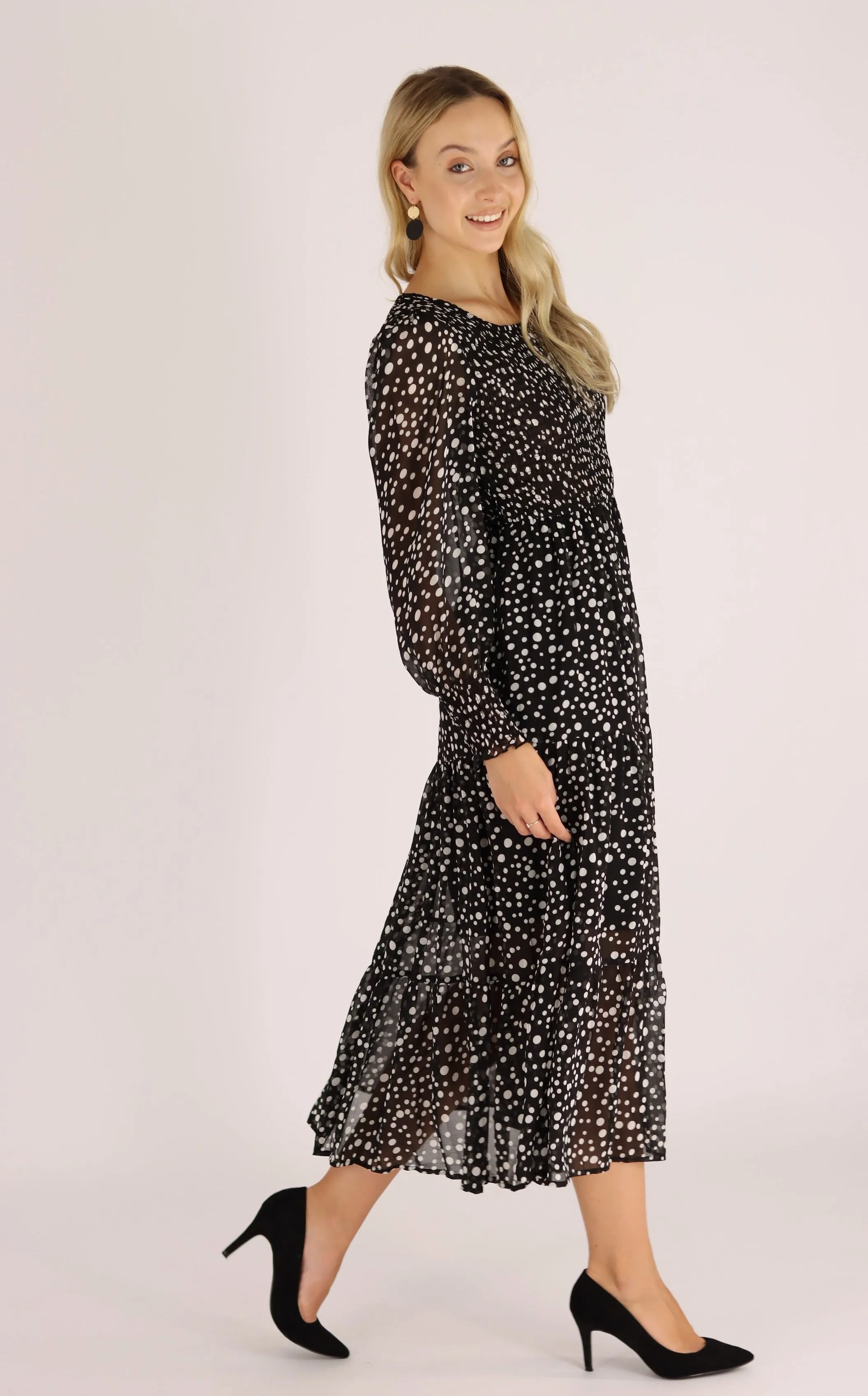 Tuinona Polka Dot Dress In Black