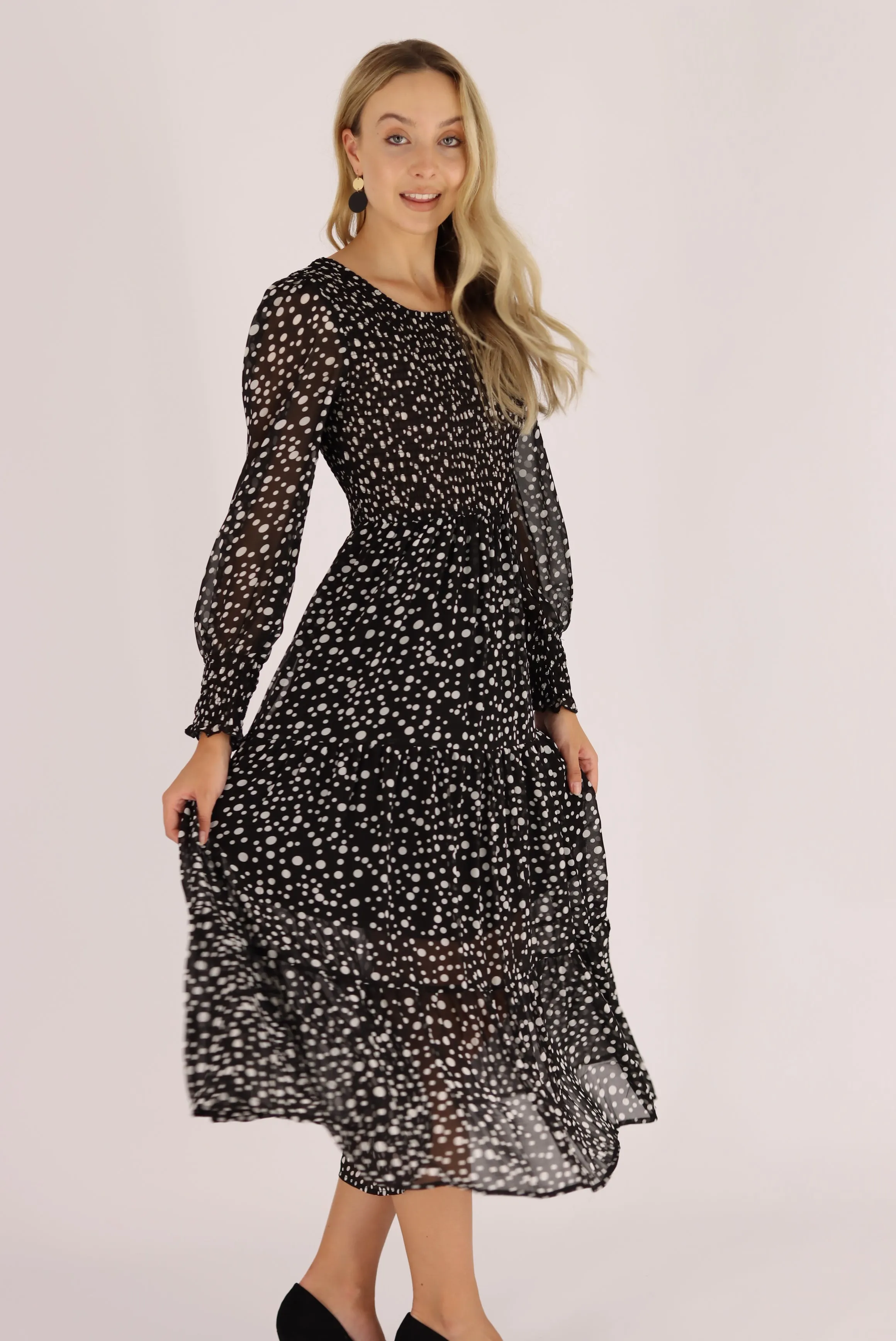 Tuinona Polka Dot Dress In Black