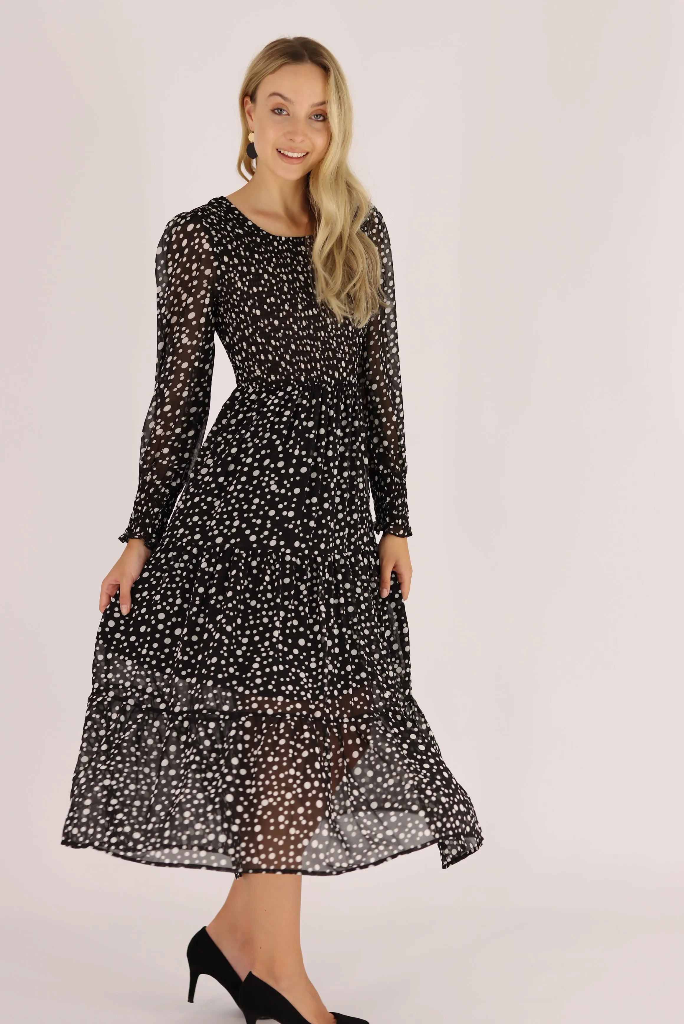 Tuinona Polka Dot Dress In Black
