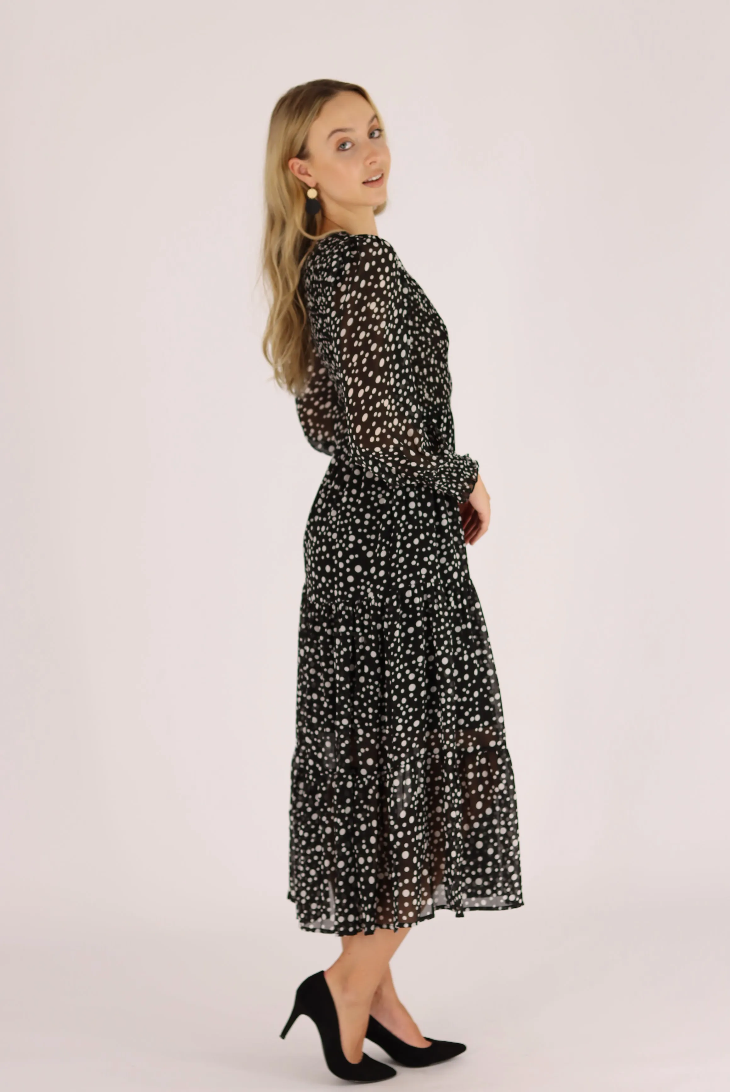 Tuinona Polka Dot Dress In Black