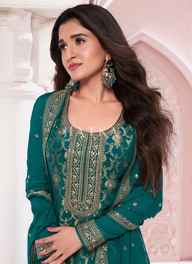 Turquoise Embroidery Pakistani Suit