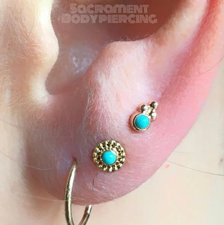 Turquoise virtue ends 18K - threaded or threadless