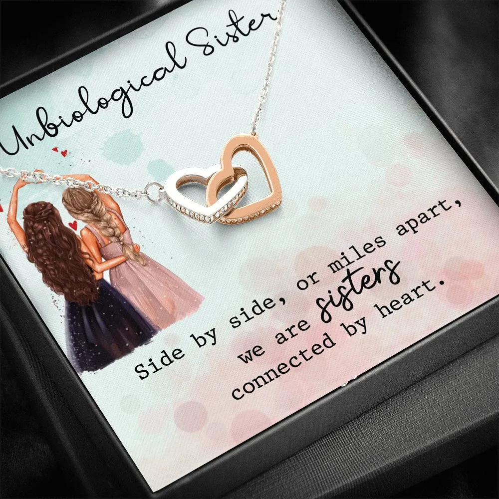 Unbiological Sister Necklace, Side By Side, Hearts Necklace, Gift, Best Friend Necklace, Soul Sister, Bridesmaid Gift, BFF Gift