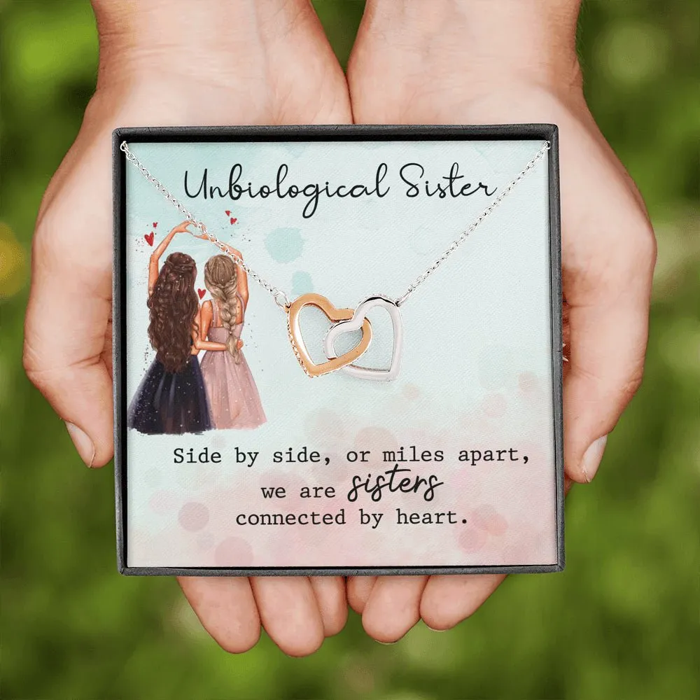Unbiological Sister Necklace, Side By Side, Hearts Necklace, Gift, Best Friend Necklace, Soul Sister, Bridesmaid Gift, BFF Gift