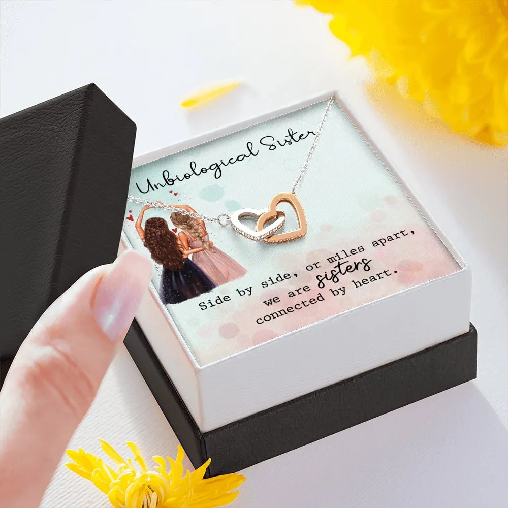 Unbiological Sister Necklace, Side By Side, Hearts Necklace, Gift, Best Friend Necklace, Soul Sister, Bridesmaid Gift, BFF Gift