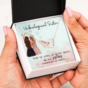 Unbiological Sister Necklace, Side By Side, Hearts Necklace, Gift, Best Friend Necklace, Soul Sister, Bridesmaid Gift, BFF Gift