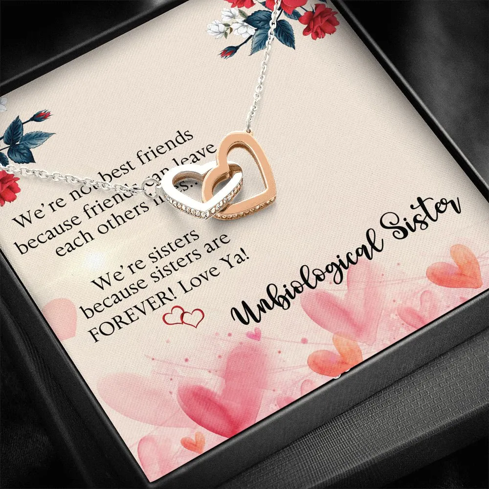 Unbiological Sister, Sisters Are Forever Interlocking Hearts Necklace, Gift, Best Friend Necklace, Soul Sister