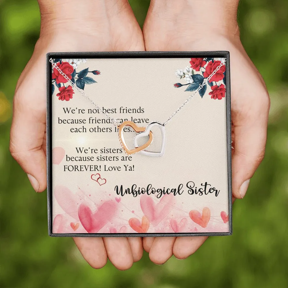 Unbiological Sister, Sisters Are Forever Interlocking Hearts Necklace, Gift, Best Friend Necklace, Soul Sister