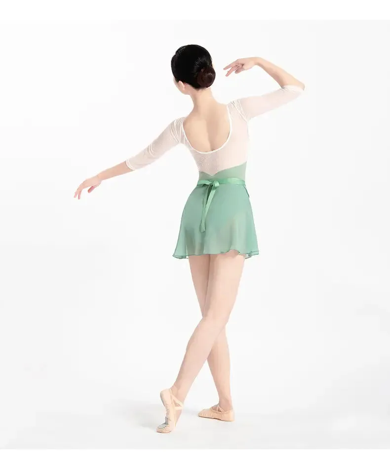 Verona Mesh Overlay Leotard - Sage Green