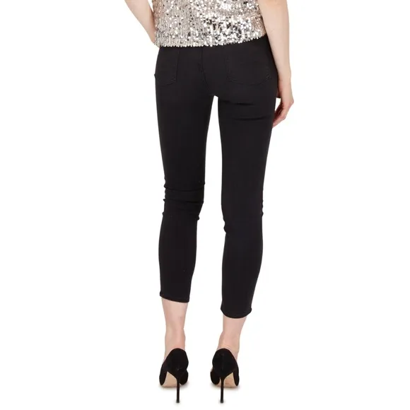 Veronica Beard Debbie 10&quot; Skinny Jeans Coal Rhinestone Buttons Black Size 25