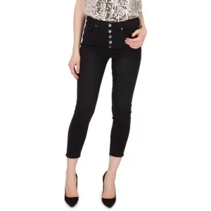 Veronica Beard Debbie 10&quot; Skinny Jeans Coal Rhinestone Buttons Black Size 25