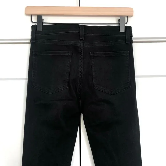 Veronica Beard Debbie 10&quot; Skinny Jeans Coal Rhinestone Buttons Black Size 25