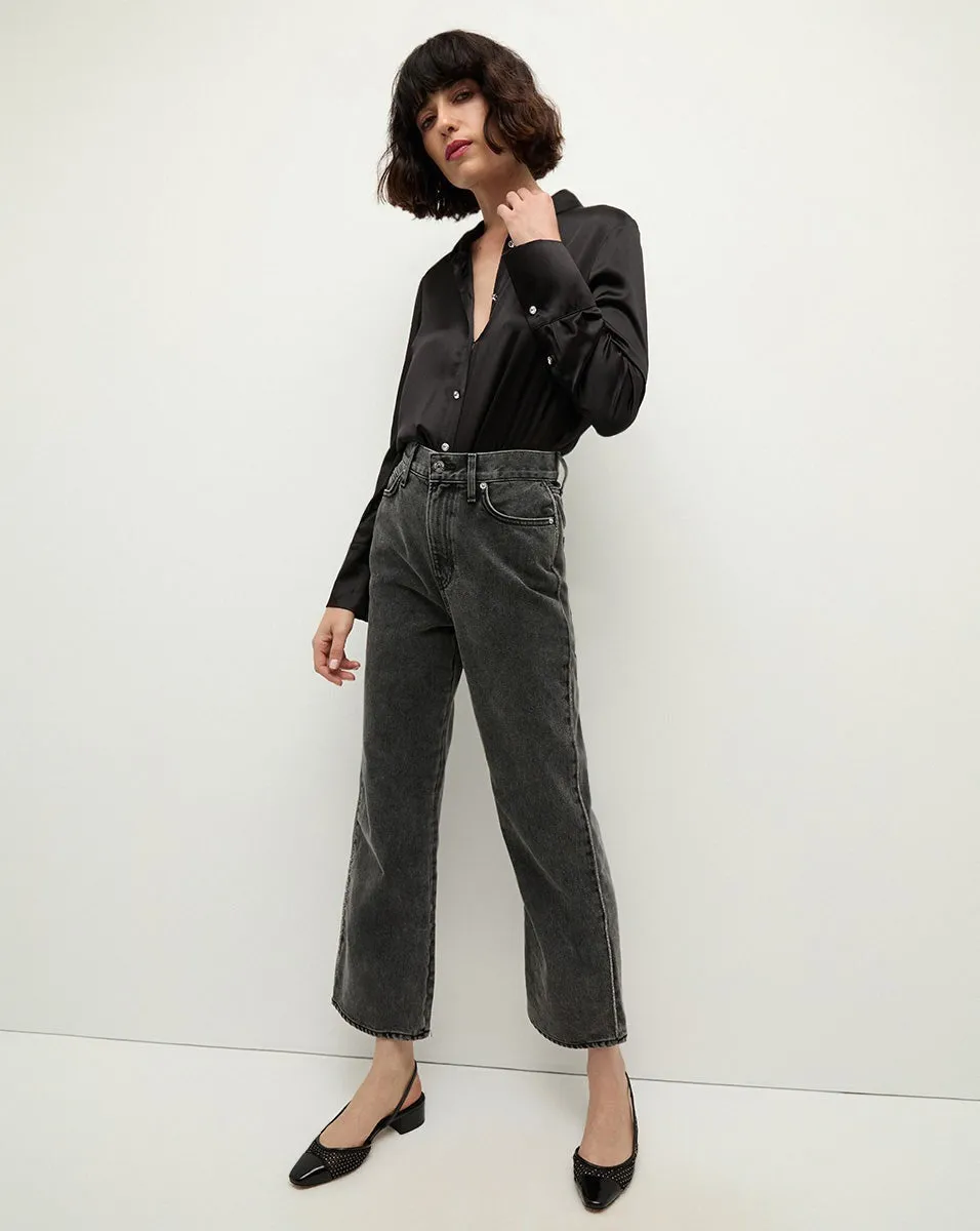 Veronica Beard Dylan Ankle High Rise Straight Jeans in Washed Onyx