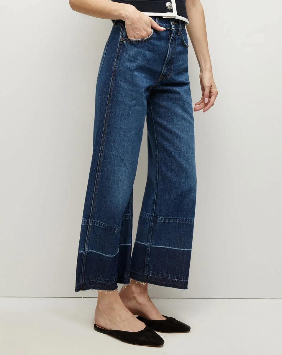 Veronica Beard Taylor High Rise Wide Leg in Bright Blue