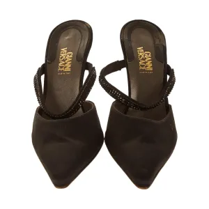 Versace Black Rhinestone Heels