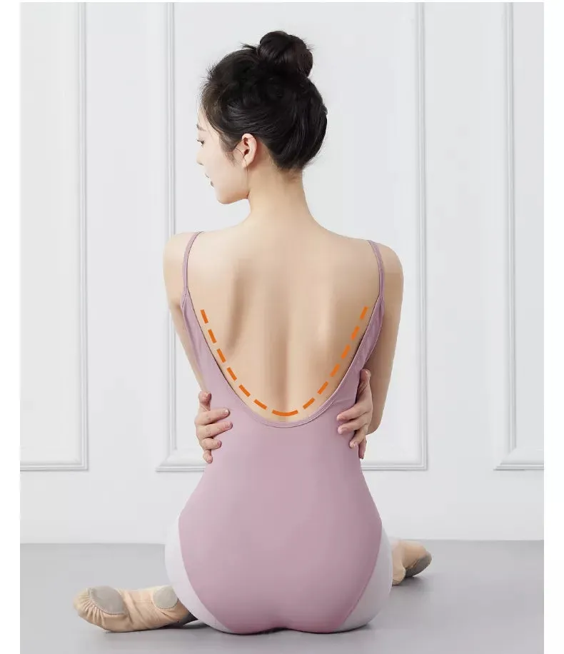 Vienna - Low U-back camisole leotard - Dusky Rose