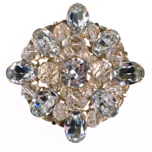 Vintage Rhinestone Medallion Brooch Pendant