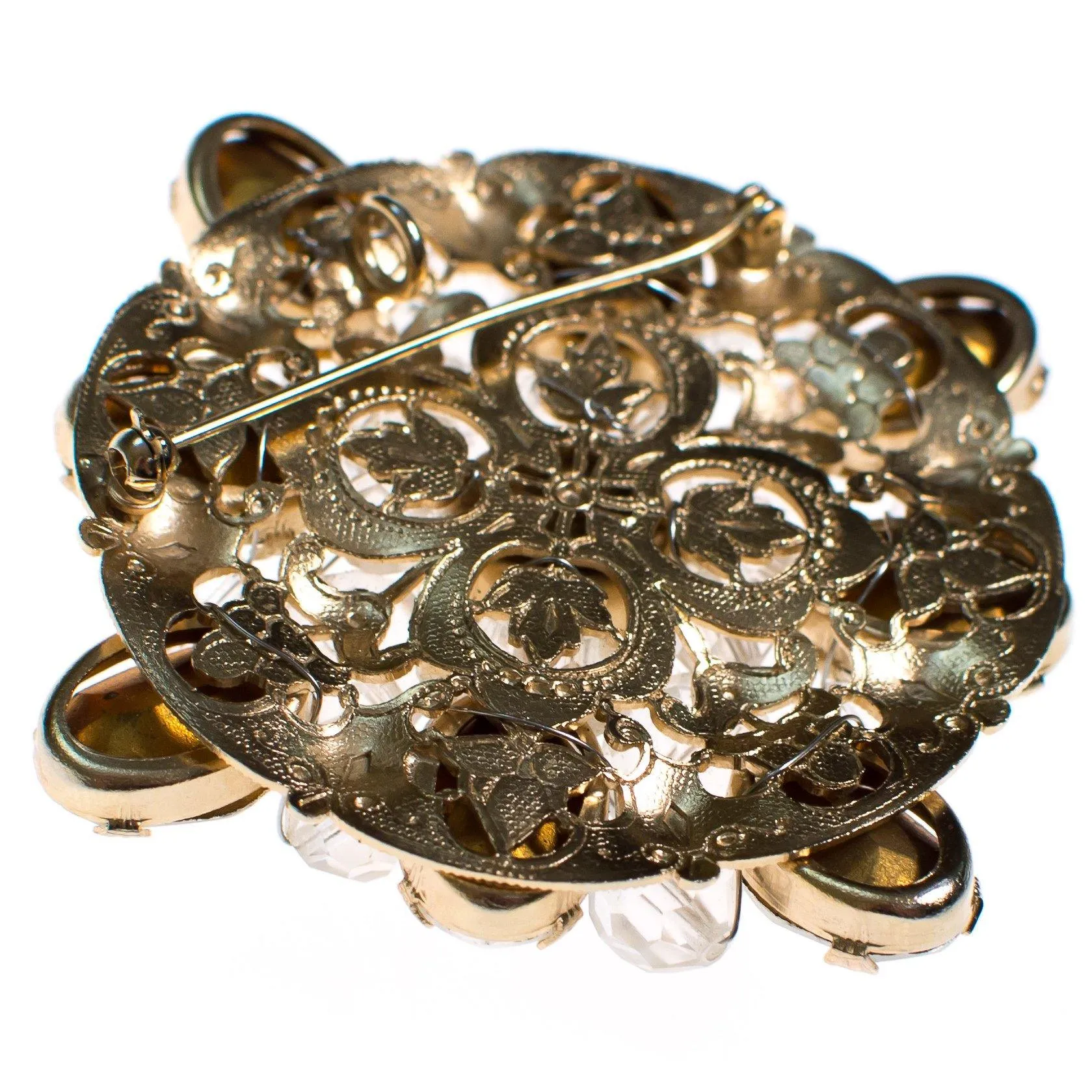 Vintage Rhinestone Medallion Brooch Pendant