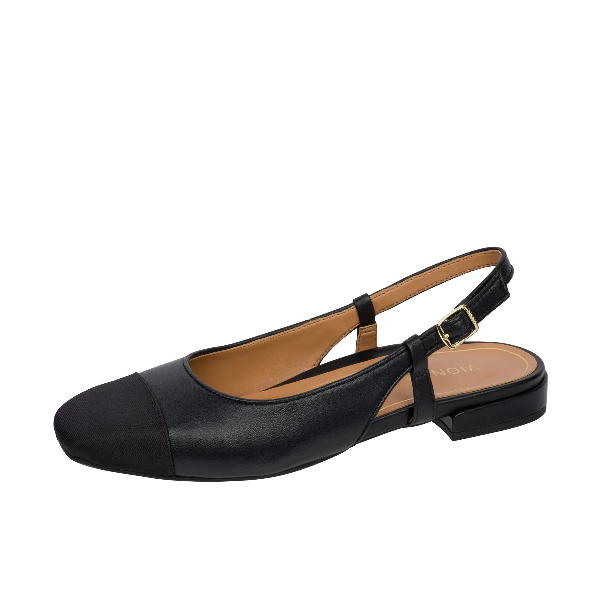 Vionic Womens Petaluma Slingback Flat Black