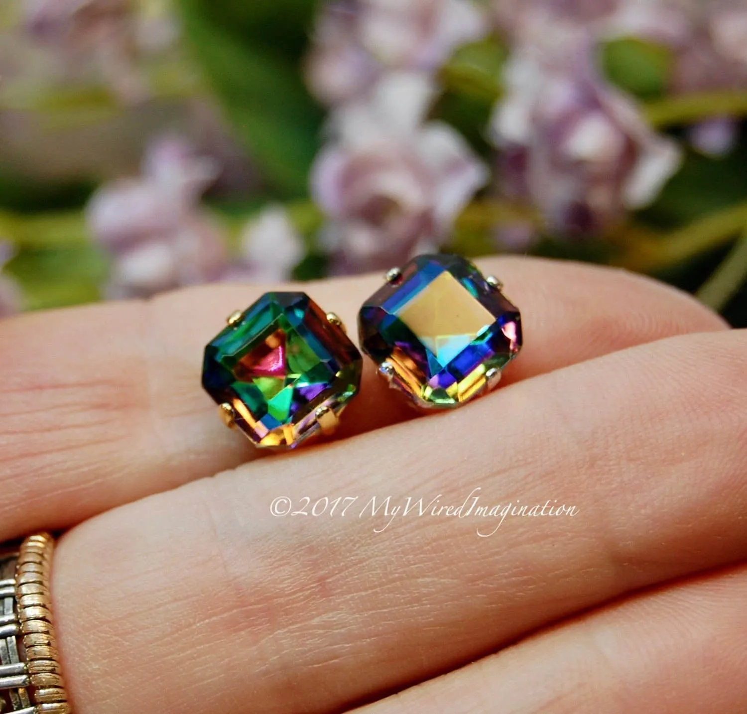 Vitrail Medium, Vintage Crystal, 10mm Fancy Square Octagon 4671 with Setting