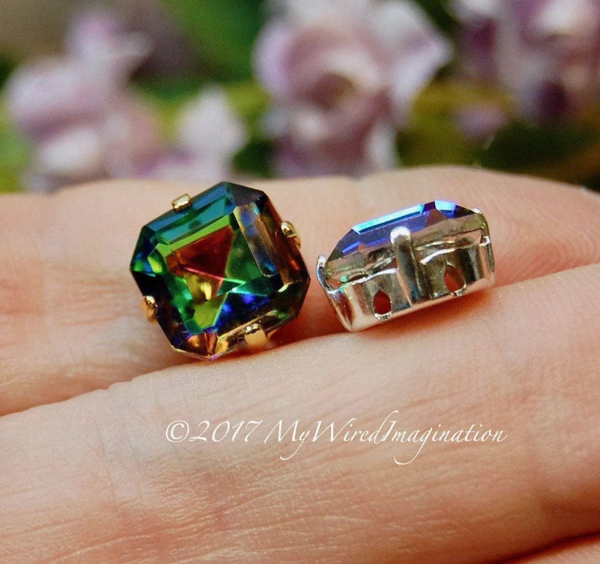 Vitrail Medium, Vintage Crystal, 10mm Fancy Square Octagon 4671 with Setting
