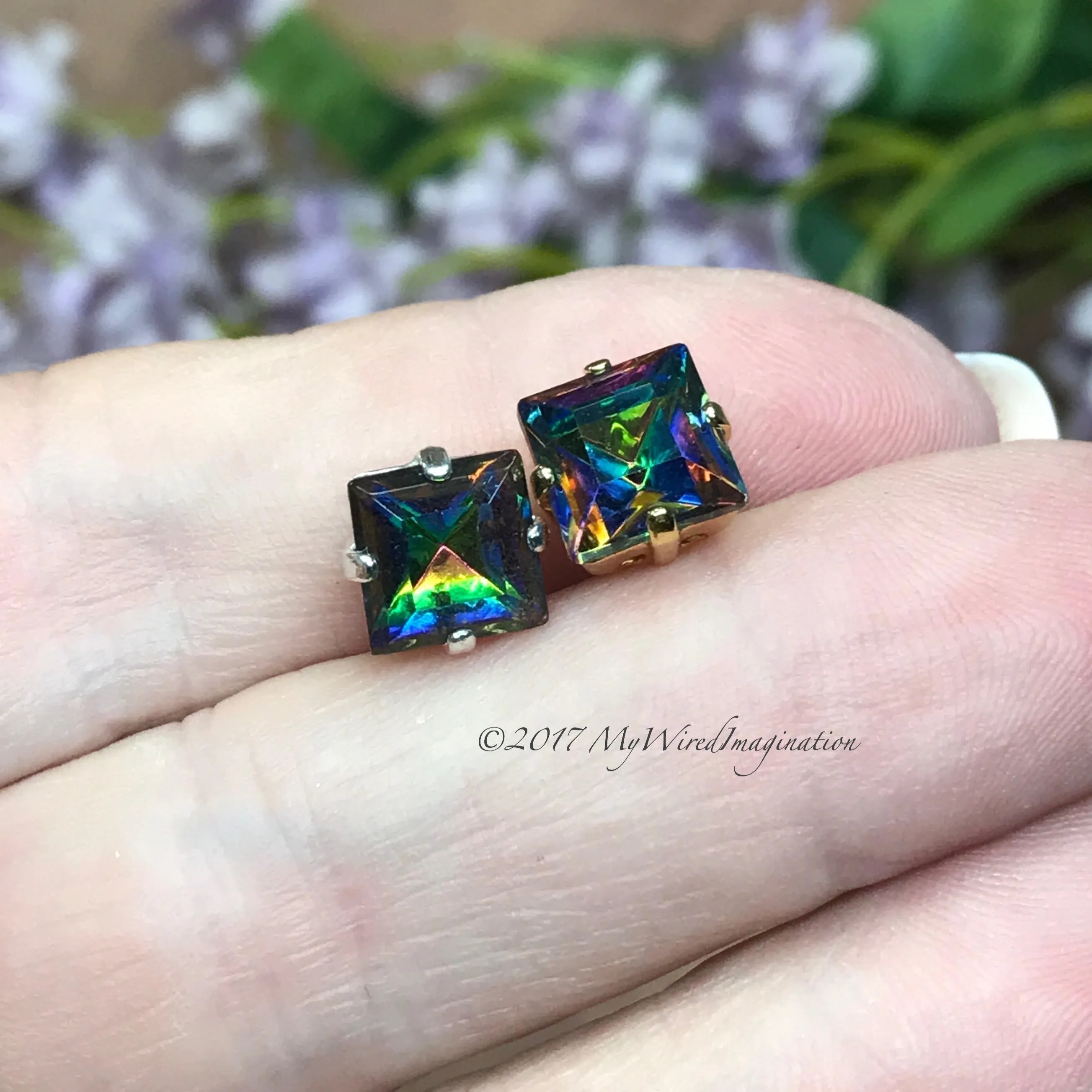 Vitrail Medium, Vintage Crystal, 8mm Square 4400,  Crystal Sew On