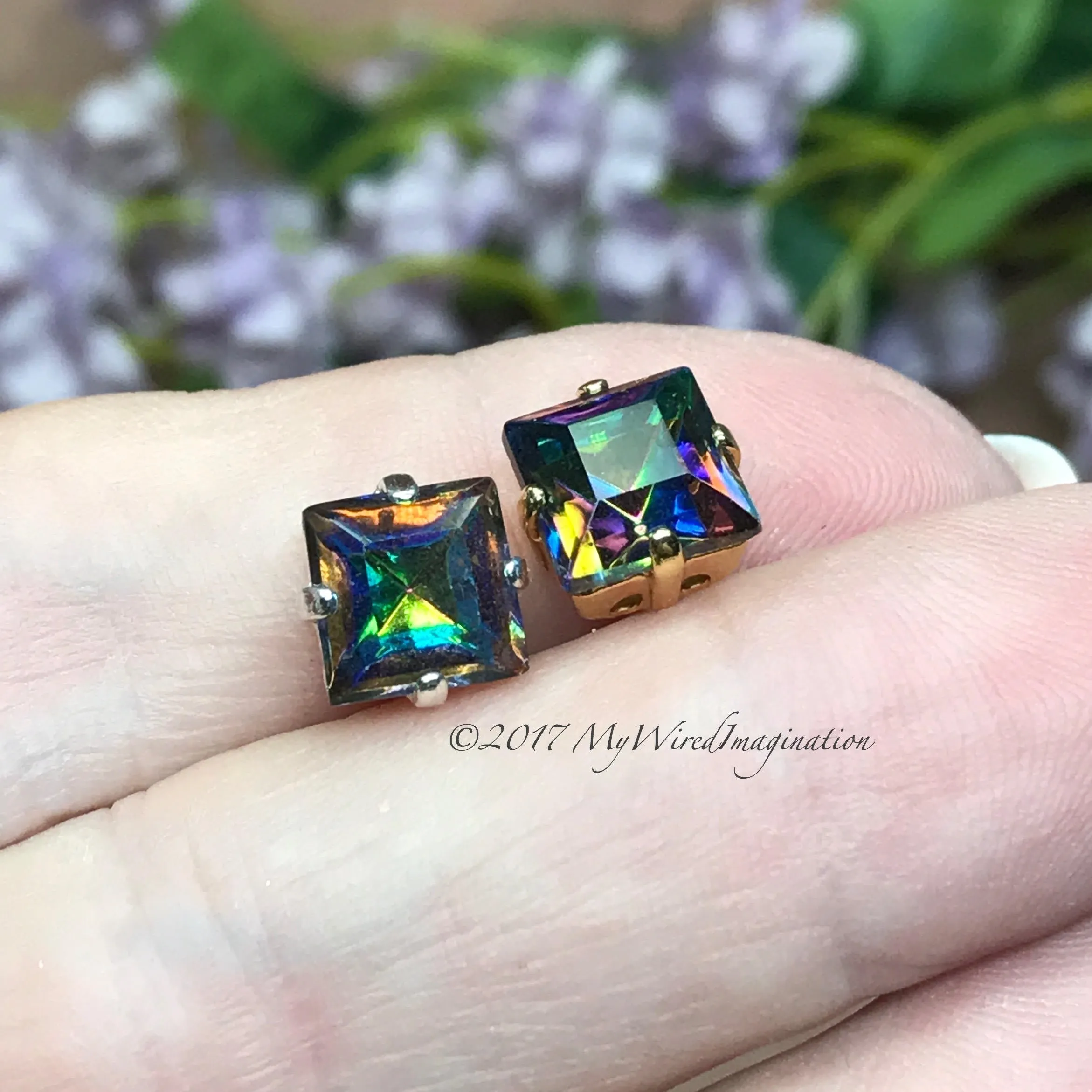 Vitrail Medium, Vintage Crystal, 8mm Square 4400,  Crystal Sew On