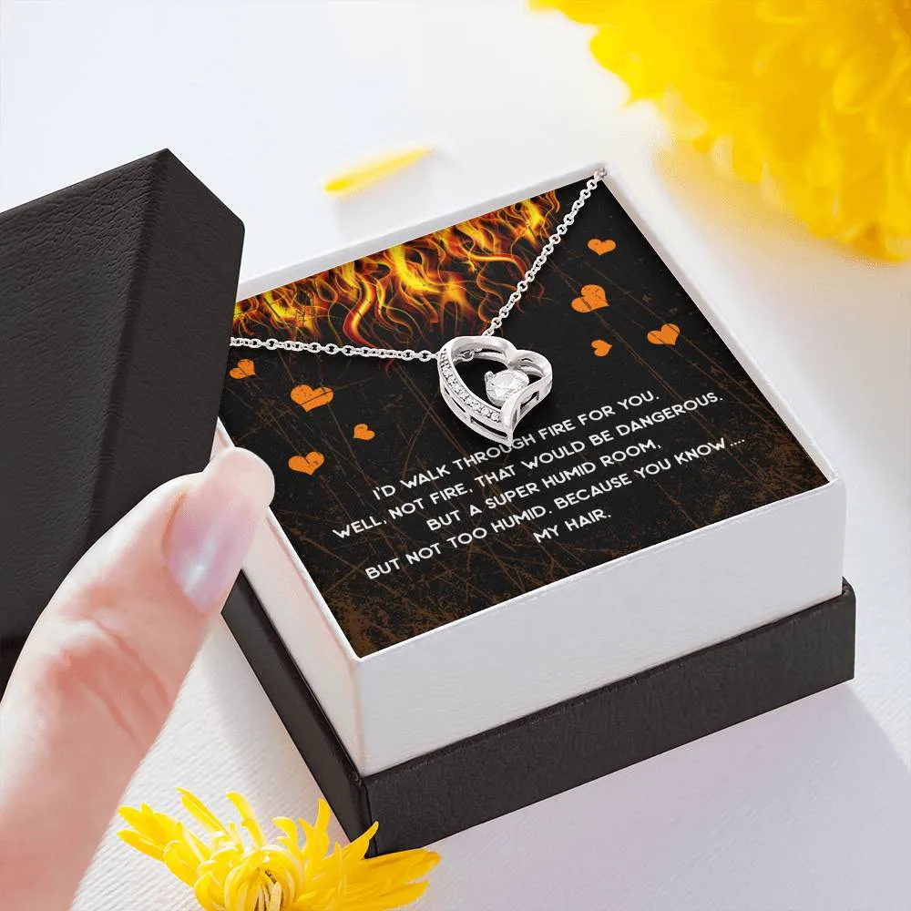 Walk Through Fire Heart and Cubic Necklace